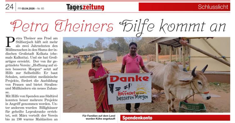 Petra Theiners Hilfe kommt an